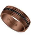 Triton Men's Black Sapphire Low Dome Comfort Fit Wedding Band (1-1/6 Ct. T.w.) In Brown & Black Tungsten In Black  Brown