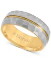 Triton Men's Double Row Comfort Fit Wedding Band In Titanium & Yellow Pvd-plate