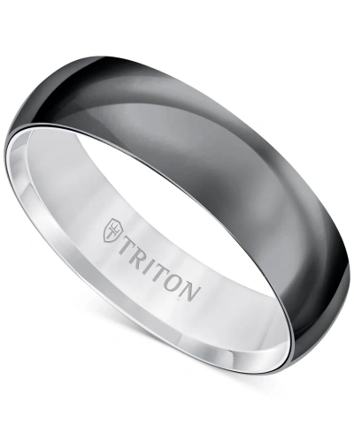 Triton Men's Titan Wedding Band In Black & White Titanium