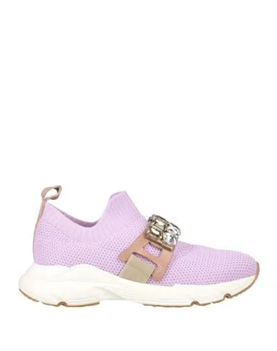 Triver Flight Woman Sneakers Lilac Size 7 Leather, Textile Fibers In Purple