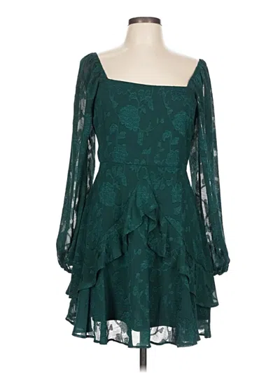 Pre-owned Trixxi 3/4 Sleeve Top Green Square Neckline Tops