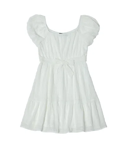 Trixxi Kids' Big Girls Puff Sleeve Tie Waist Dress In White