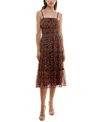 Trixxi Juniors' Cinched-waist Tiered Midi Dress In Brownflor