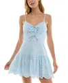 Trixxi Juniors' Eyelet Fit & Flare Dress In Light Blue