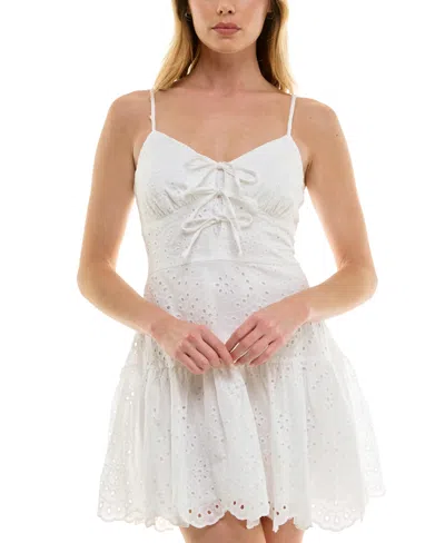 Trixxi Juniors' Eyelet Fit & Flare Dress In White