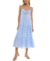 Trixxi Juniors' Floral-print Keyhole Midi Dress In Ivory Blue