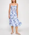 Trixxi Juniors' Floral-print Midi Dress In Blue