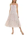 Trixxi Juniors' Floral-print Tiered Midi Dress In Whtlilac
