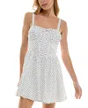 Trixxi Juniors' Printed Cotton Sleeveless Fit & Flare Dress In Whtblk