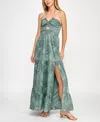 Trixxi Juniors' Printed Cotton Tiered Halter Maxi Dress In Green