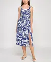 Trixxi Juniors' Printed Square-neck Sleeveless Midi Dress In Multi