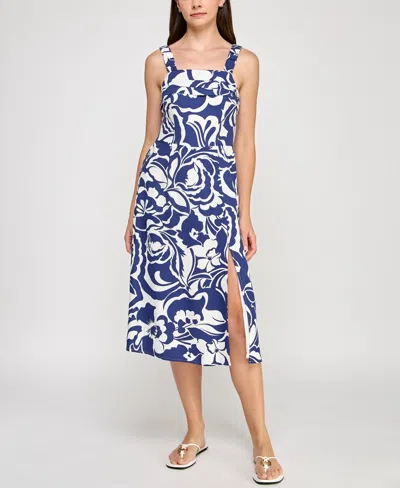 Trixxi Juniors' Printed Square-neck Sleeveless Midi Dress In Multi