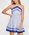 Trixxi Juniors' Ruched-waist Printed Halter Mini Dress In Animal Print