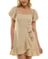 Trixxi Juniors' Ruffled Faux-wrap Dress In Pebble