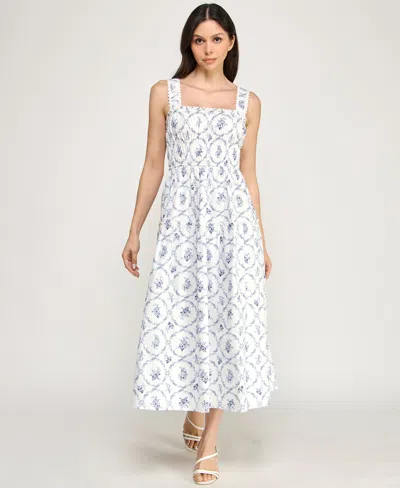 Trixxi Juniors' Strap Bow Back Midi Dress In Multi