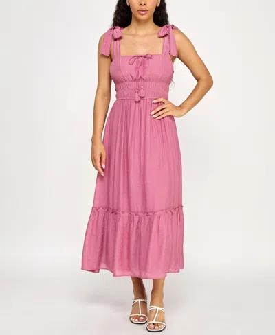 Trixxi Juniors' Tie-strap Midi Dress In Pink