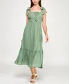 Trixxi Juniors' Tie-strap Midi Dress In Green