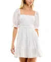 Trixxi Juniors' Tiered Fit & Flare Dress In White