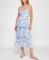 Trixxi Juniors' Tiered Floral-print Midi Dress In Blue