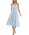 Trixxi Juniors' Toile Corset-laced Midi Dress In White,blue