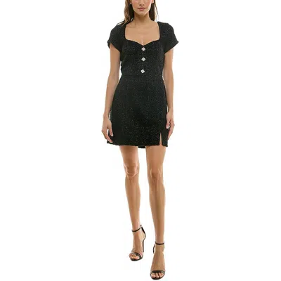 Trixxi Juniors Womens Boucle Metallic Mini Dress In Black