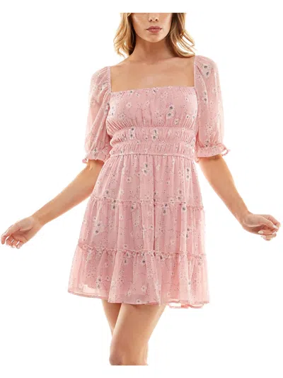 Trixxi Juniors Womens Daytime Short Mini Dress In Pink