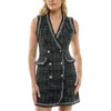 Trixxi Juniors' Fringe-trim Boucle Sleeveless Tweed Dress In Multi