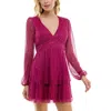 Trixxi Juniors Womens Metallic Above Knee Cocktail And Party Dress In Pink