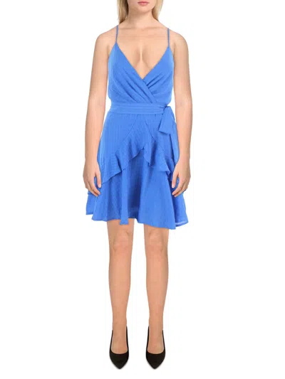 Trixxi Juniors Womens Ruffled Mini Fit & Flare Dress In Multi
