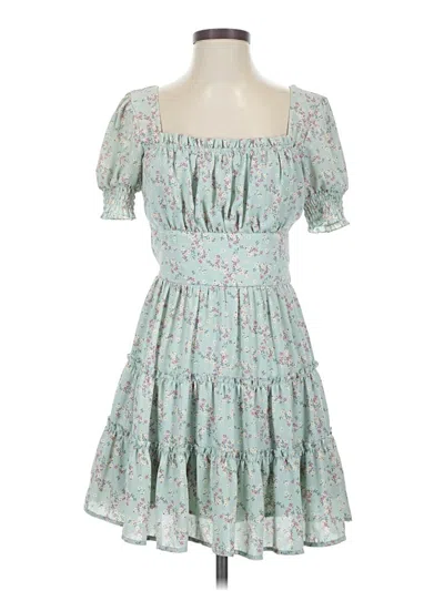 Pre-owned Trixxi Short Sleeve Top Teal Sweetheart Neckline Tops In Blue