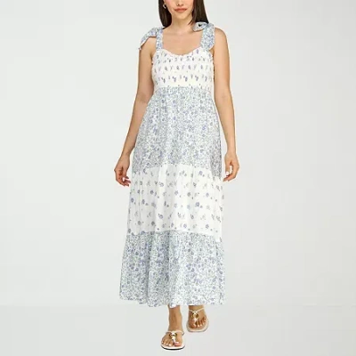 Trixxi Womens Juniors Floral A-line Dress In Blue