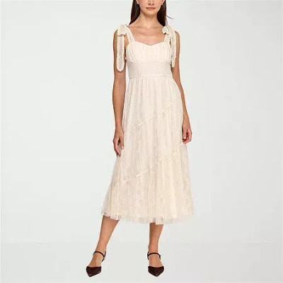 Trixxi Womens Juniors Midi Floral A-line Dress In Neutral