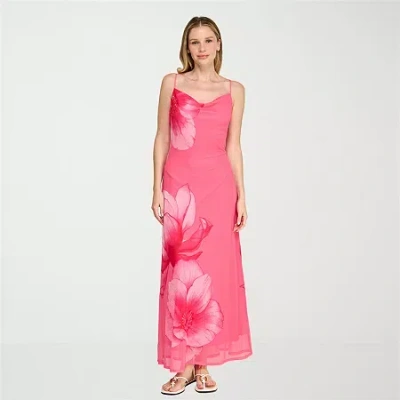 Trixxi Womens Juniors Sleeveless Floral Slip Dress In Pink