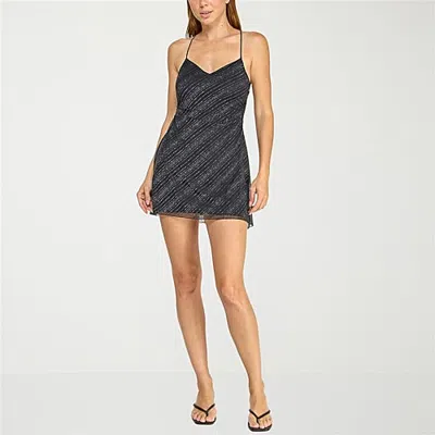 Trixxi Womens Juniors V Neck Sleeveless A-line Dress In Black