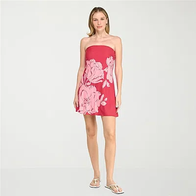 Trixxi Womens Straight Neck Sleeveless Floral A-line Dress In Red