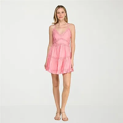 Trixxi Womens V Neck Sleeveless Fit + Flare Dress In Pink