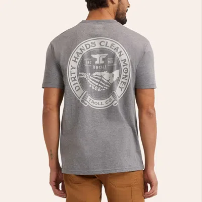 Troll Co. . Men's Gray Dirty Hands Clean Money Graphic T-shirt