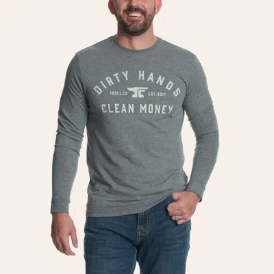 Troll Co. . Men's Heather Charcoal Dhcm Classic Long Sleeve Graphic T-shirt In Gray