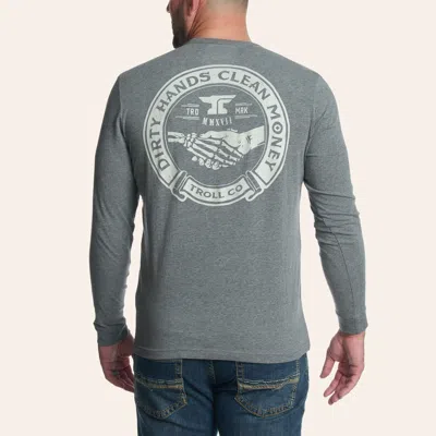 Troll Co. . Men's Heather Charcoal Haggler Long Sleeve Graphic T-shirt In Gray