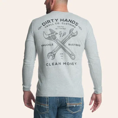 Troll Co. . Men's Heather Gray Twisting Wrenches Long Sleeve Graphic T-shirt