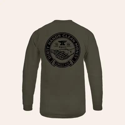 Troll Co. . Men's Military Green Haggler Graphic Fr Long Sleeve T-shirt