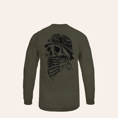 Troll Co. . Men's Military Green Headstrong Graphic Fr Long Sleeve T-shirt
