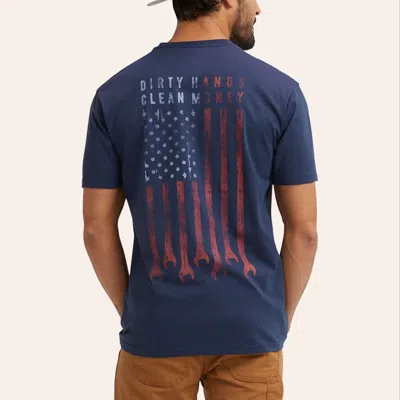 Troll Co. . Men's Navy Dirty Hands Clean Money Graphic T-shirt In Blue