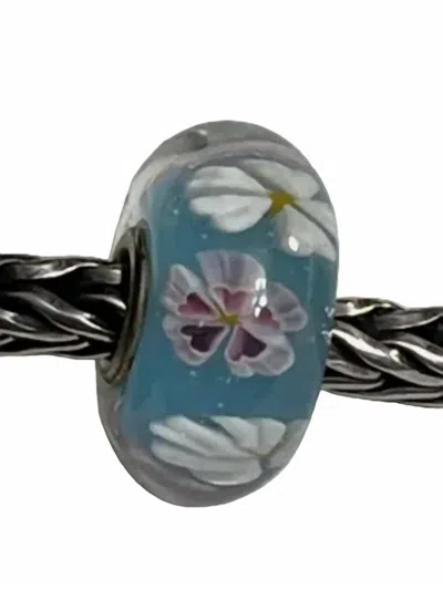 Trollbeads Women's Blooming Sakura Troll Japan Glass Bead Charm In Blue In Black