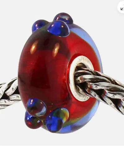 Trollbeads Women's Flower Bud Glass Bead Charm In Blue/ Red