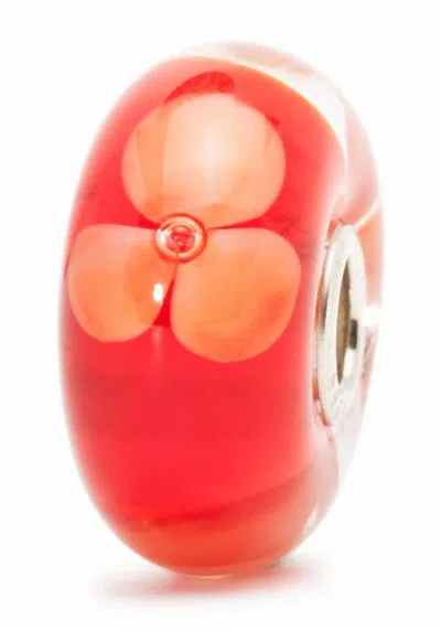 Trollbeads Women's Glass Bead Charm In Peach Flower In Red