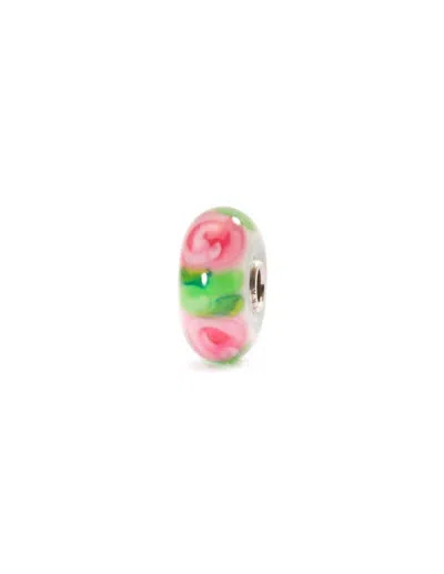 Trollbeads Women's Rose Glass Bead Charm In Pink/ Green In Multi