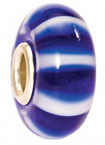 Trollbeads Women's Stripe Glass Bead Charm In Blue/ White