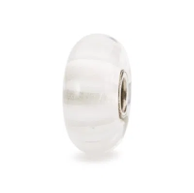 Trollbeads Women's Stripe Glass Bead Charm In White In Metallic