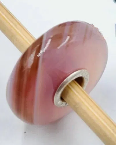 Trollbeads Women's Striped Agate Bead Charm In Pink In Brown